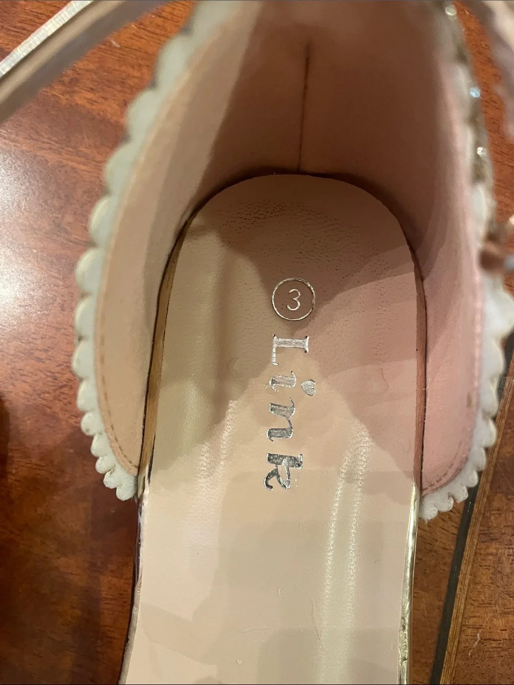 Girls' Sparkle Gold Ankle-Strap Flats